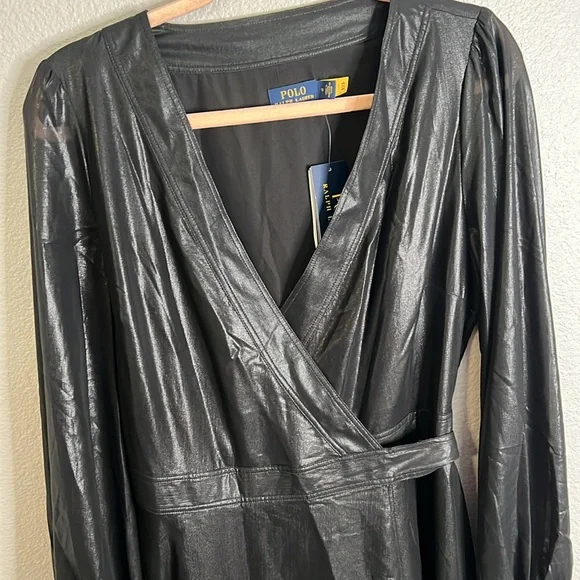 Lamé Wrap Cocktail Midi Dress - NWT - Picture 6 of 10